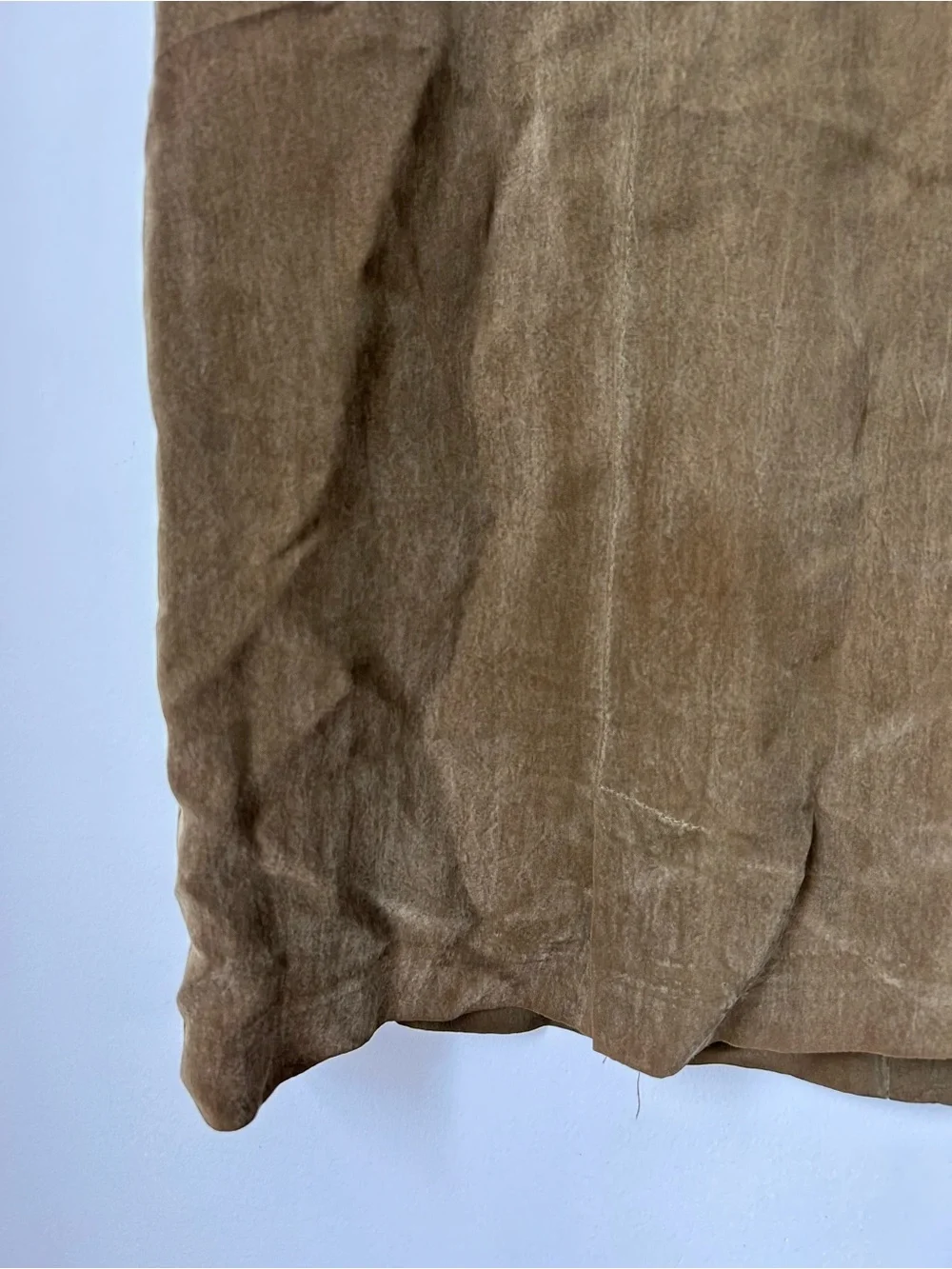 Vtg Ellen Figg 12P Petite Suede Olive Green Brown Mini Pencil Straight Skirt